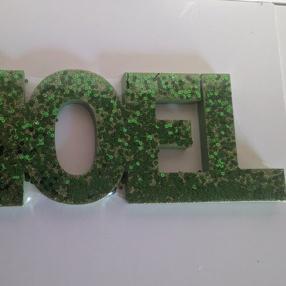 NWT Green Sequin Glitter 'Noel' Christmas Holiday Sign Decoration Home Michael's - Picture 3 of 7